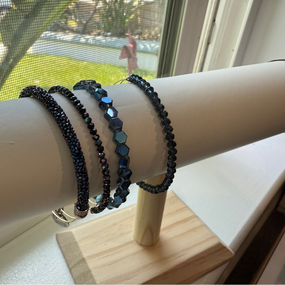 Alex & Ani (set of 4) blue Swarovski crystal bracelet - like new!